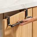 Door Towel Rack for Bathroom Kitchen,Black Over Cabinet Towel Bar,Stainless Steel Kitchen Towel Hanger - 9 * 2.4in