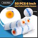 Leumoi 50 Pcs 6 Inch Microfiber Mini Paint Rollers, Blue & White