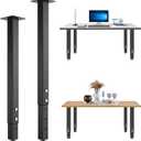 2PCS Adjustable Square Table Leg (24-40inch)Metal Desk Legs, Home Office DIY Furniture Leg Set for Tables, DIY desks, Counter Tops, Kitchen Tables,Office Desk (Black)