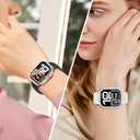 2 x EasEasy Bling Case Compatible for Apple Watch Series 10 46mm Screen Protector, Glitter Diamond Hard PC Protective Case & Lightweight Anti-Scratch HD Screen Protector for iWatch 46mm-Rose Gold