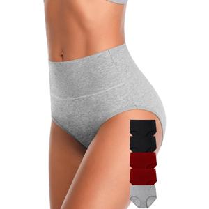 Annenmy High Waisted Womens Underwear Cotton Underwear Full Coverage Briefs Stretch Breathable Ladies Panties 5 Pack (X-Large, Multicolor)