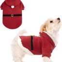 EXPAWLORER Christmas Dog Hoodie - Santa Claus Christmas Costume Outfit, Pet Winter Sweater Coat, Puppy Party Clothes Apparel for Small Medium Dogs S