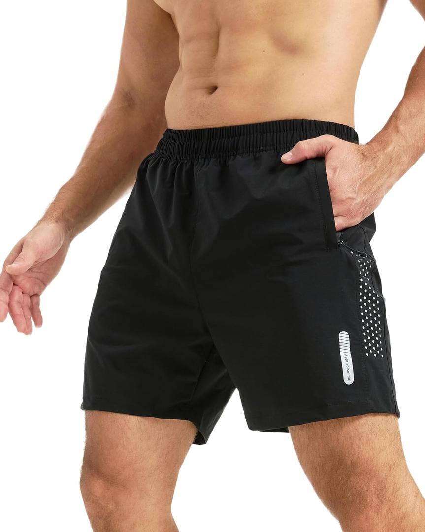 Men's Athletic Shorts Quick Dry Workout Shorts 7"/ 5"/ 9" Lightweight Hiking Linerless (XX-Large, Black)