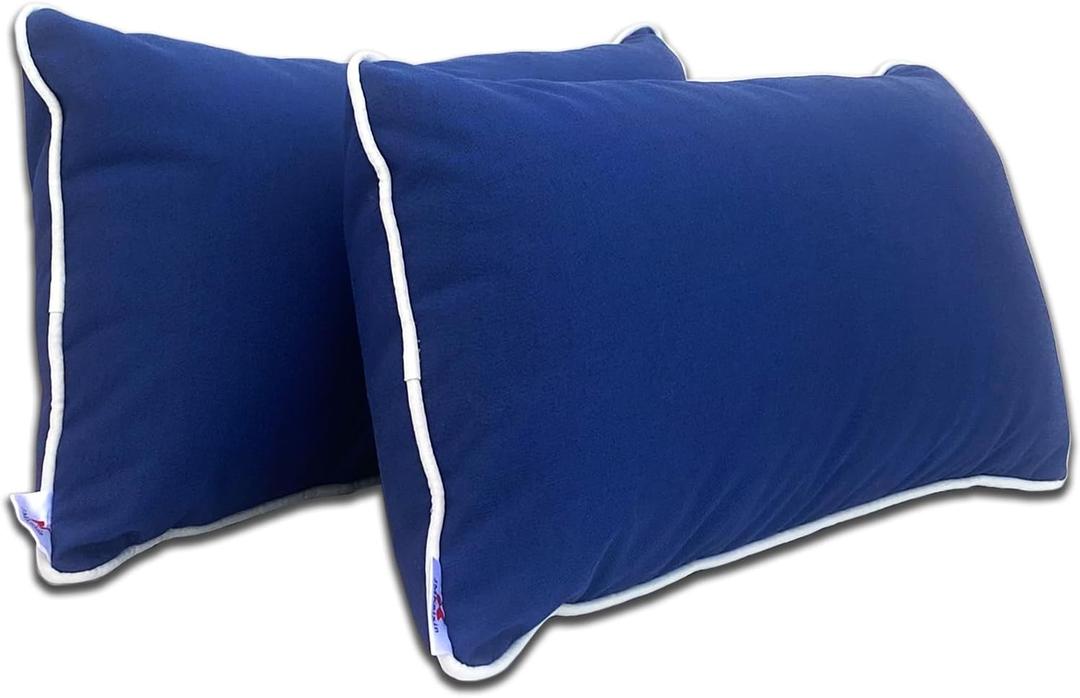 Pack of 2 Patio Lumbar Pillows, 12"x20" Fade Resistant Outdoor Waterproof Lumbar Pillow with Inners, Decorative Garden Lumbar Cushions for Home Patio Terrace Sofa Use (Royal Blue)