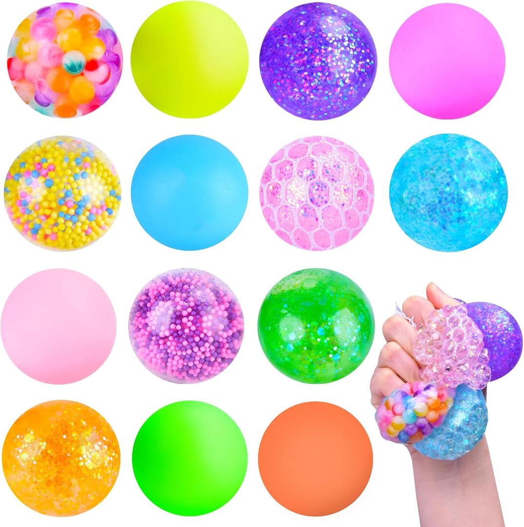 Squishy Stress Balls, Squishies for Kids Adults Anxiety Stress Relief Toys, Squeeze Balls Bulk Fidget Toys for Party Favors, Birthday Gift, Goodie Bag Stuffers