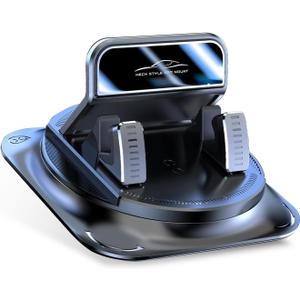 Car Dashboard Phone Holder, Rotatable One-Hand Operation Bracket, Anti-Slip Waterproof Navigation Mount with Strong Suction, Wider Silicone Base for Most Size Phones (Black)