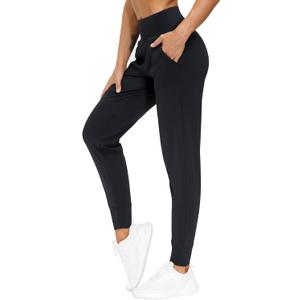 THE GYM PEOPLE Women's Joggers Pants Lightweight Athletic Leggings Tapered Lounge Pants for Workout, Yoga, Running (Medium, Black)