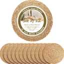 13 Inch Placemats Set of 12, Boho Round Rattan Place Mats for Dining Table Decor, Rustic Woven Chargers for Dinner Plates, Outdoor Patio, Farmhouse Wedding, Water Hyacinth Wicker Braided Placemat