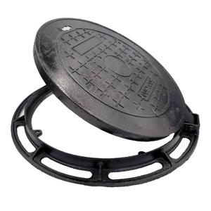 28 In Cast Iron Manhole Cover and Frame, B Class 28100 lbs Heavy-Duty Driveway Septic Tank Lid with Base, Round Black Anti-Slip Inspection Well Cover for Garage (True 27.6" ID)