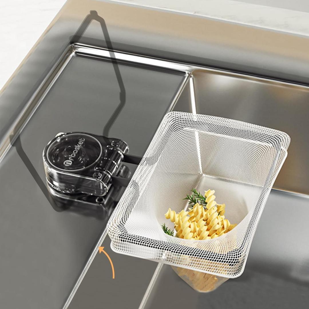 Mamakura Sink Drain Strainer Basket for Food Waste, Suction Type Kitchen Food Catcher Filter Black