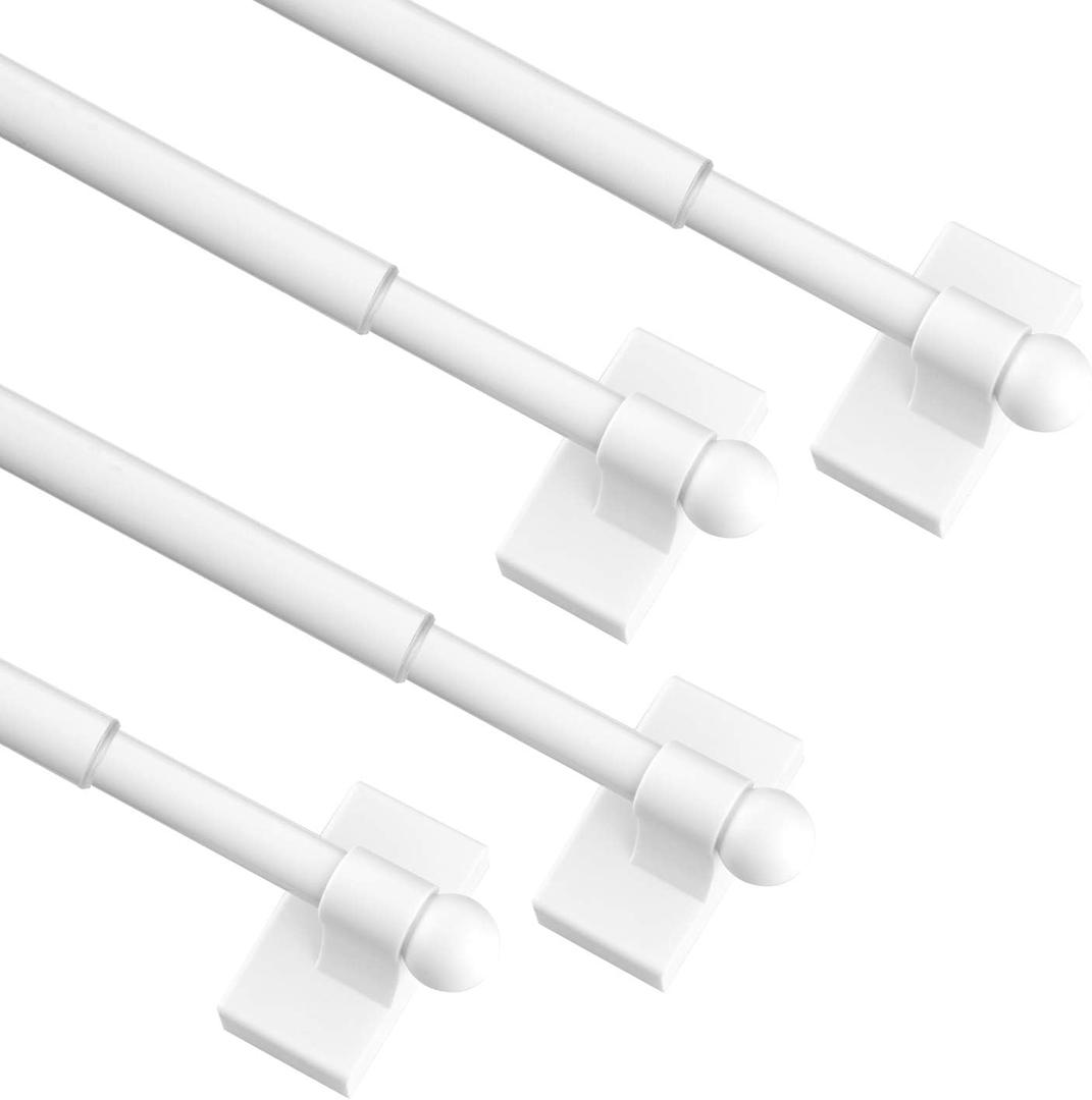 Magnetic Curtain Rods Multi-Use Adjustable Appliance Metal Doors Magnetic Rods, 9-16 Inch, 1/2 Inch Diameter, 4 Pack,White