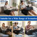 Reading Pillow for Gaming, Ergonomic Memory Foam Lap Desk Pillow | Cup Holder & Pocket, Large Non-Slip Bottom Arm Rest Pillow for Working, Crocheting in Bed, Couch, Floor (Deep Grey)
