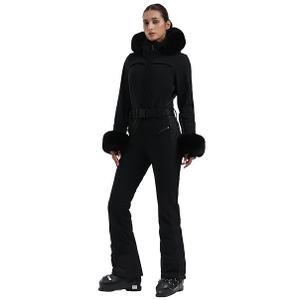 GSOU SNOW Ski Suit Women One Piece Snowsuit Slim Ski Jumpsuit Faux Fur Snowboard Waterproof Windproof Insulated Warm Hooded M