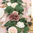 Lookein Artificial Rose Flower Garland Greenery Garland 5FT for Wedding Ceremony Backdrop Arch Flowers Table Centerpieces Decorations, Garden Dusty Rose