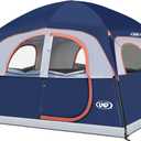 UNP Tents 6 Person Waterproof Windproof Easy Setup, Double Layer Family Camping Tent with 1 Mesh Door & 5 Large Mesh Windows -10'X9'X78in(H), Navy Blue
