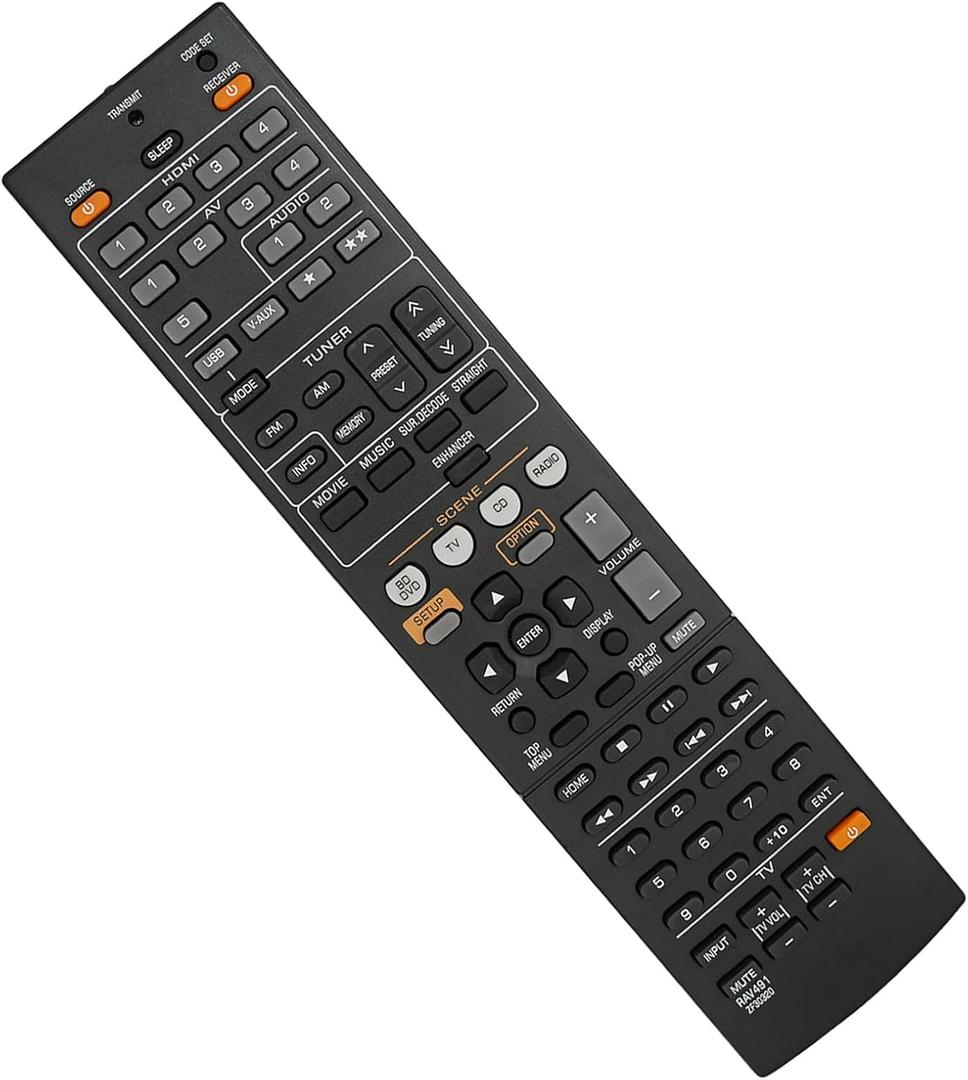 Replacement Remote Control Compatible for Yamaha RX-V367 RX-V371 RX-A720 RX-V673 RX-A820 HTR-9063 AV A/V Receiver