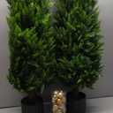 Artificial Cedar Topiary Trees, Set of 2 Lifelike Faux Pruned Cypress with Heavy-Duty Planters  UV-Resistant Outdoor Artificial Shrubs for Indoor/Outdoor Decor (40 Inches)