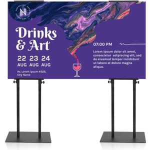 2Pack Heavy Duty Poster Stand, Double-Sided Display for Board & Foam Sign, Adjustable Floor Sign Holder Stand, Holds Up to 75" Boards, Up to 78" Tall, Perfect for Weddings, Events, and Business Spaces (Black)