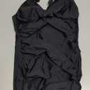 Smismivo Tummy Control Swimsuits for Women Slimming One Piece Bathing Suit Modest Padded Ruched Push Up Long Torso Curvy Shapewear V Neck Criss Cross Swimming Suits Full Coverage Swimwear (Black), M