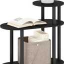 Furinno Turn-N-Tube Side Table, 3-Tier Oval Sofa End Table with Open Shelf, Toolless Assembly Night Stand, Bedside Table, for Living Room, Bedroom, Dark Espresso