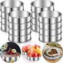 Boao 16 Pcs English Muffin Rings Nonstick Double Rolled Crumpet Rings Round Cookie Cutter Biscuit Cutters Double Rolled Tart Stainless Steel Round Muffin Tart Molds for Home Baking(3 Inch)