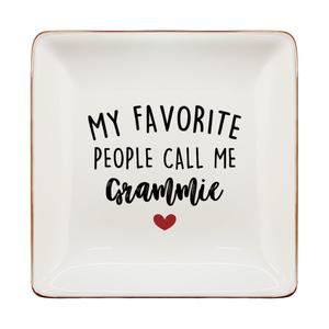 SONMYSULIL Grammie Gifts Jewelry Dish Tray, Grammie Mother's Day Birthday Gifts Ceramic Jewelry Tray for Rings Earring Bracelet Necklace, Grandma Grandmother Gift from Grandkids Trinket Dish for Women