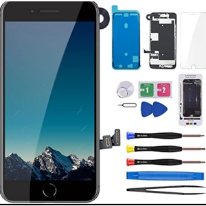 iPhone  SE 2020 Screen Replacement Kit with Home Button, LCD Display 3D Touch Digitizer Assembly with Front Camera Ear Speaker Proximity Sensor and Screen Protector Magnetic Screw Mat