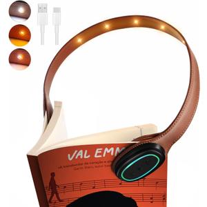 PIPAPI Rechargeable Magnetic Clip Reading Light, Book Light for Reading in Bed, 3 Color Modes, 5 Brightness Levels, Long Lasting, Eye Care, Perfect for Book Readers (Brown)