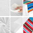 Mixweer 12 Pcs Mexican Table Runner and Tablecloth Set, Cotton Rainbow Serape Table Runner, Plastic Disposable Tablecloth Rectangle Cover for Cinco De Mayo Fiesta (White)