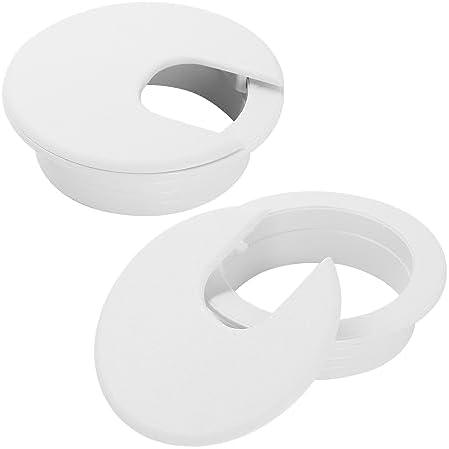2" White Desk Grommet, JTemgle Plastic Cable Hole Cover Computer Table Cord Wire Organizer Caps Desktop Cord Management for Home Office TV Stands Tabletops, 2 Pieces
