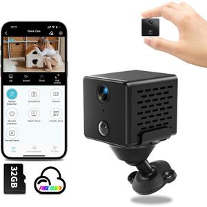 WiFi Mini Camera | Hidden Spy Camera | Free Cloud Storage & 32G SD Card, 2024 4K HD Smallest Cam, 150 Days Standby Time, Surveillance Wireless Camera with AI Motion Detection, Auto Night Vision