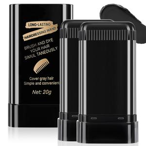 2 x 2Pack Root-Touch-Up Hair Color Stick & Comb Instant Waterproof Black Dye for Gray Coverage, Portable 2-in-1 Cream Formula, Sweat-Proof, Travel-Friendly Dye Pen for Women & Men (01#Black)