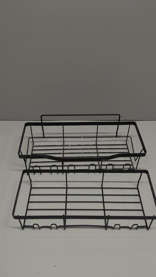 Premium Stainless Steel Shower Enclosure Non Perforated Bathroom Shelf Shower Rack Sticky Shower Box 2 Pack Black Stainless Steel Bath Organizer Bathroom Storage and Home Decoration