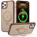 CHAOFEnG Magnetic Compatible with iPhone 12 Pro Max Case with Stand [Military Grade Drop Tested][Compatible with Magnet] Ring Translucent Slim Hard Back Soft Edge, Desert Gold