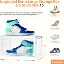 Clemate Upgraded X-Large Shoe Organizer,Shoe Storage Organizer,12 Pack,Shoe Box Clear Plastic Stackable,Drop Front Shoe Box with Clear Door, Shoe Containers For Sneaker Display,Fit up to US Size13