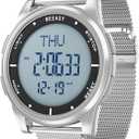 Beeasy Digital Watch Waterproof with Stopwatch Alarm Countdown Dual Time, Ultra-Thin Super Wide-Angle Display Digital Wrist Watches for Men Women (Silver)