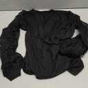 YELAIVP Long Sleeve Shirts for Women V Neck Lace Tops Dressy Business Casual Blouses Cross Wrap Sexy Tops Work Shirt (Small, 06 Black)