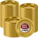 Zopeal 200 Pcs Gold Plastic Dessert Plates 6 Inch Round Gold Disposable Plates Heavy Duty Wedding Dinner Tableware for Birthday Party Dinner Picnic Salad, Appetizer Party Supplies