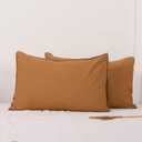 Simple&Opulence 100% Linen Pillowcases Basic Style Solid Color Set of 2, Queen Size Stone Washed Flax Pillow Cover Envelope Closure (20''x30'', Rust)