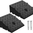 2Pack Curb Ramp Black Color with one Large Hose Hook, Portable Lightweight Heavy Duty Plastic Driveway Curb Ramps for Low Cars,Motorcycle Ramp,Curb Ramps (2.76 inch High)