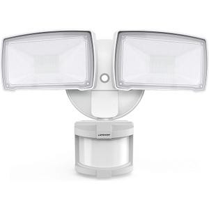 LEPOWER LED Security Lights Motion Sensor Light Outdoor, 30W 3200LM Motion Security Light, 5500K, IP65 Waterproof, 2 Head Motion Detector Flood Light for Garage, Yard, Porch, White (Not Solar Powered)