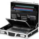 Vaultz Locking Briefcase - 18 x 14.25 x 5 Inch Combination Lock Hard Laptop Case w/Strap - Briefcases for Men and Women - Black