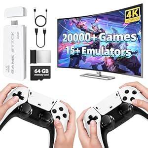 KANYUNCD 2025 Upgraded Retro Gaming Console,Video Games Console with 4K HDMI Builtin 20000+ Games and 23 Emulators Plug & Play,Dual 2.4G Controllers(64GB)
