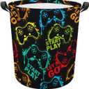 Gaming Laundry Hamper Neon Game Laundry Basket Dirty Clothes Basket Organizer Gamer Room Decor for Boys