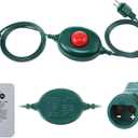 Meonum 1/2 inch Plug Power Cord for Christmas Tree Lights, Foot Switch 9 Light Modes Remote, 15FT Extension Cord Foot Pedal Compatible with TS8W29V TS12W29V TS13W29V (Right Positive)