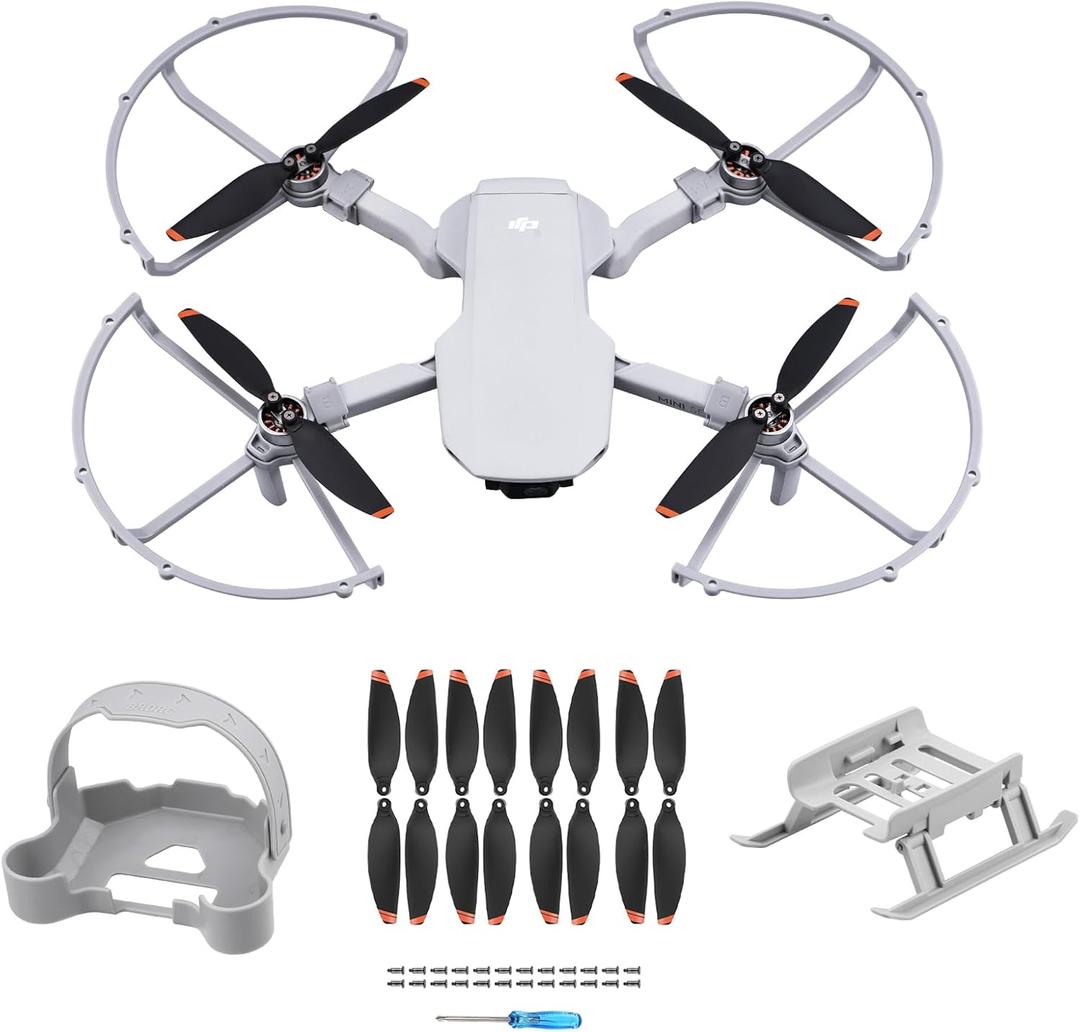 HeiyRC Mini 4K 2 SE Propellers Propeller Guard Landing Gear Leg Propeller Holder 16 Pcs Blades, 4 in 1 Bundle for DJI Mavic Mini 2 SE/Mini 4K/Mini SE/Mini 2 Fly More Combo Drone Accessories Set