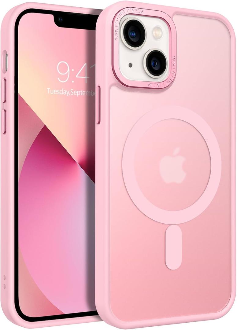 BENTOBEN for iPhone 13 Mini Phone Case, iPhone 13 Mini Case [Compatible with Magsafe] Translucent Matte Magnetic Slim Shockproof Women Men Protective Cover for iPhone 13 Mini 5.4" 2021, Tender Pink