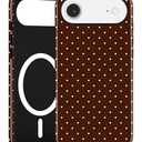 Jusy Compatible with MagSafe Polka Dot Case for iPhone 17 Pro, Cute Aesthetic Polka Dots Magnetic Phone Case, Soft TPU and Hard PC Protective Phone Cover for Women Girls（Shiny） - Brown