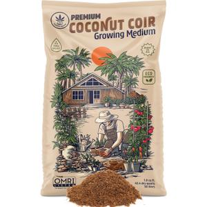 Happy Trees Coco Coir Loose Coconut Fiber Growing Medium, Potting Mix, Seed-Starting, Premium Quality, Triple-Washed for Low Salt/EC, pH Balanced, Peat-Free, OMRI Organic, 50L (1.8 cu.ft.)