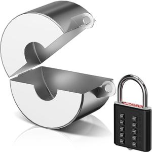 Water Faucet Spigot Lock Outdoor, Stainless Steel Hose Bib Lock (with Padlock), Hose Spigot Gate Valve Lockout, Prevent Water Theft, Spigot for Protection